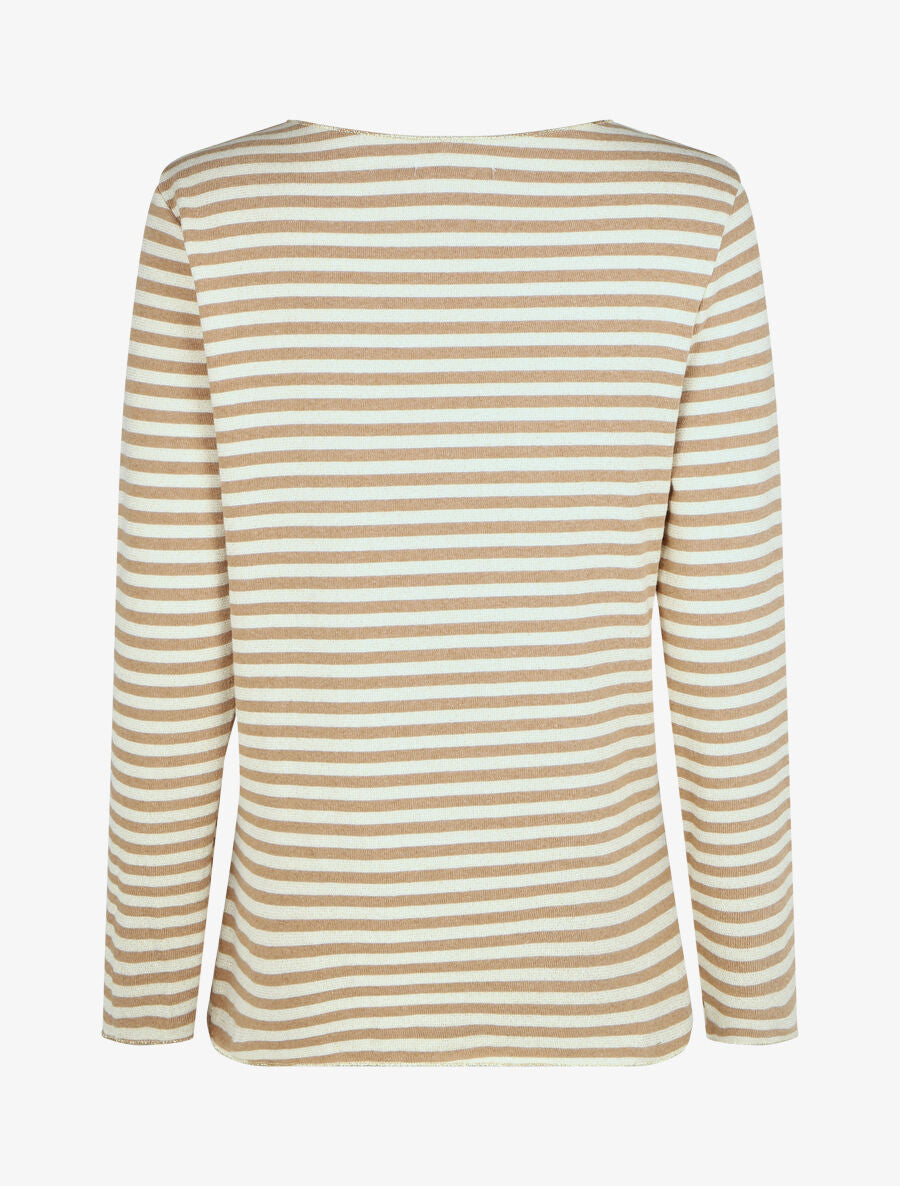Pull rayé droit irisé - Camel - 2