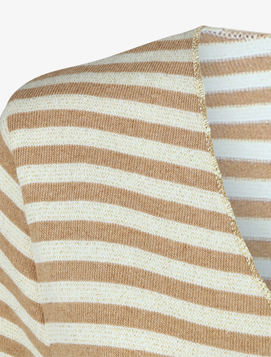 Pull rayé droit irisé - Camel - 3