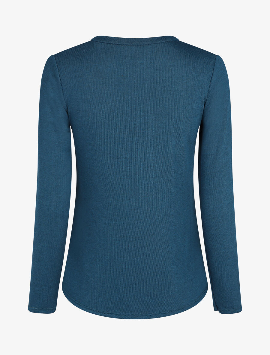 Pull droit bicolore à bords asymétrique - Bleu canard - 2
