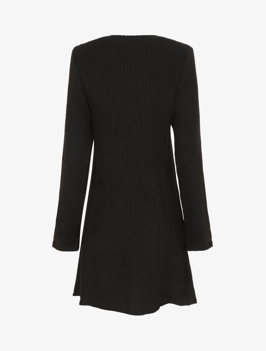 Gilet mi-long col cascade - Noir - 2
