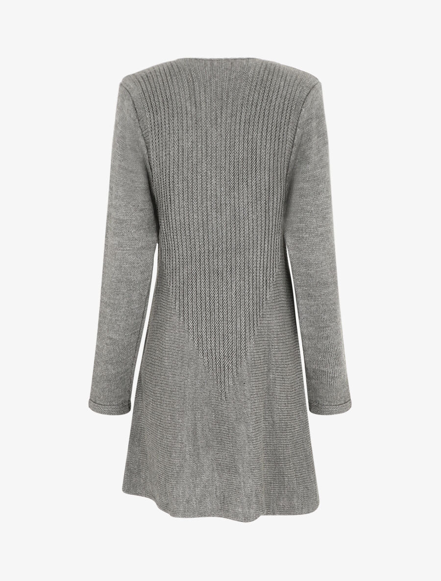 Gilet mi-long col cascade - Gris - 2