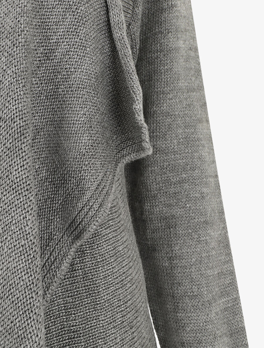 Gilet mi-long col cascade - Gris - 3