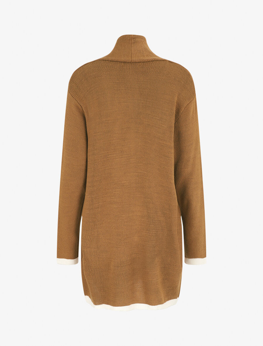 Gilet long col châle - Camel - 2