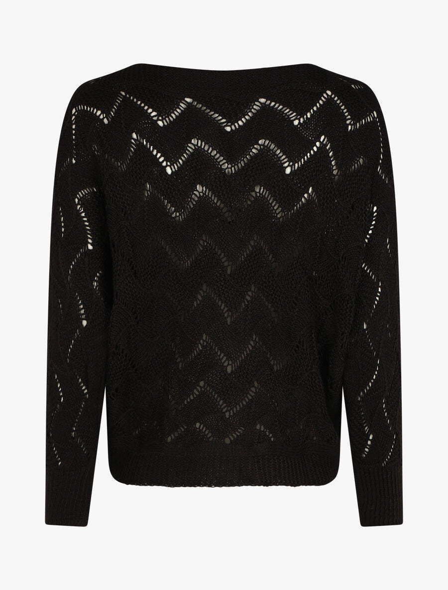 Pull loose col bateau - Noir - 2