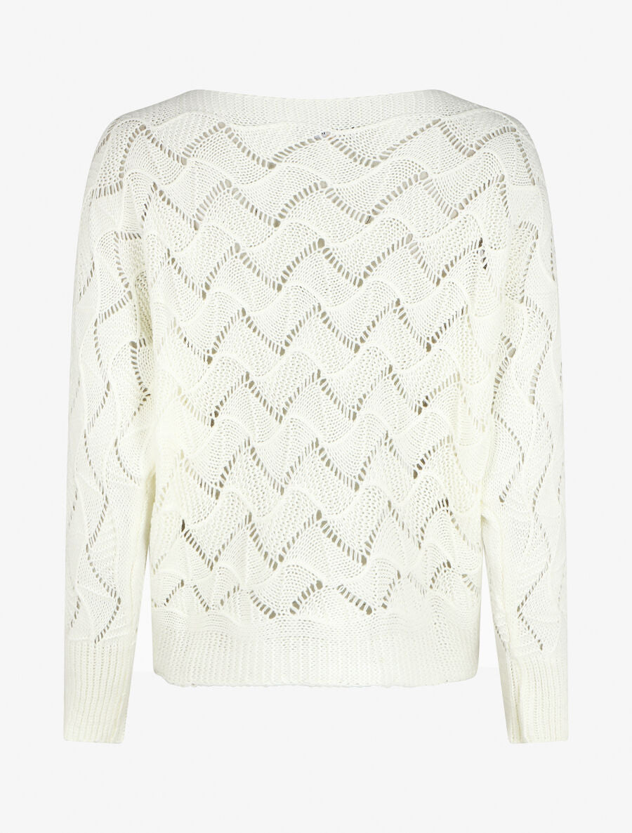 Pull loose col bateau - Blanc - 2