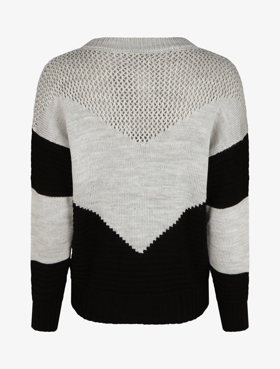 Pull droit à motif en V - Noir - 2