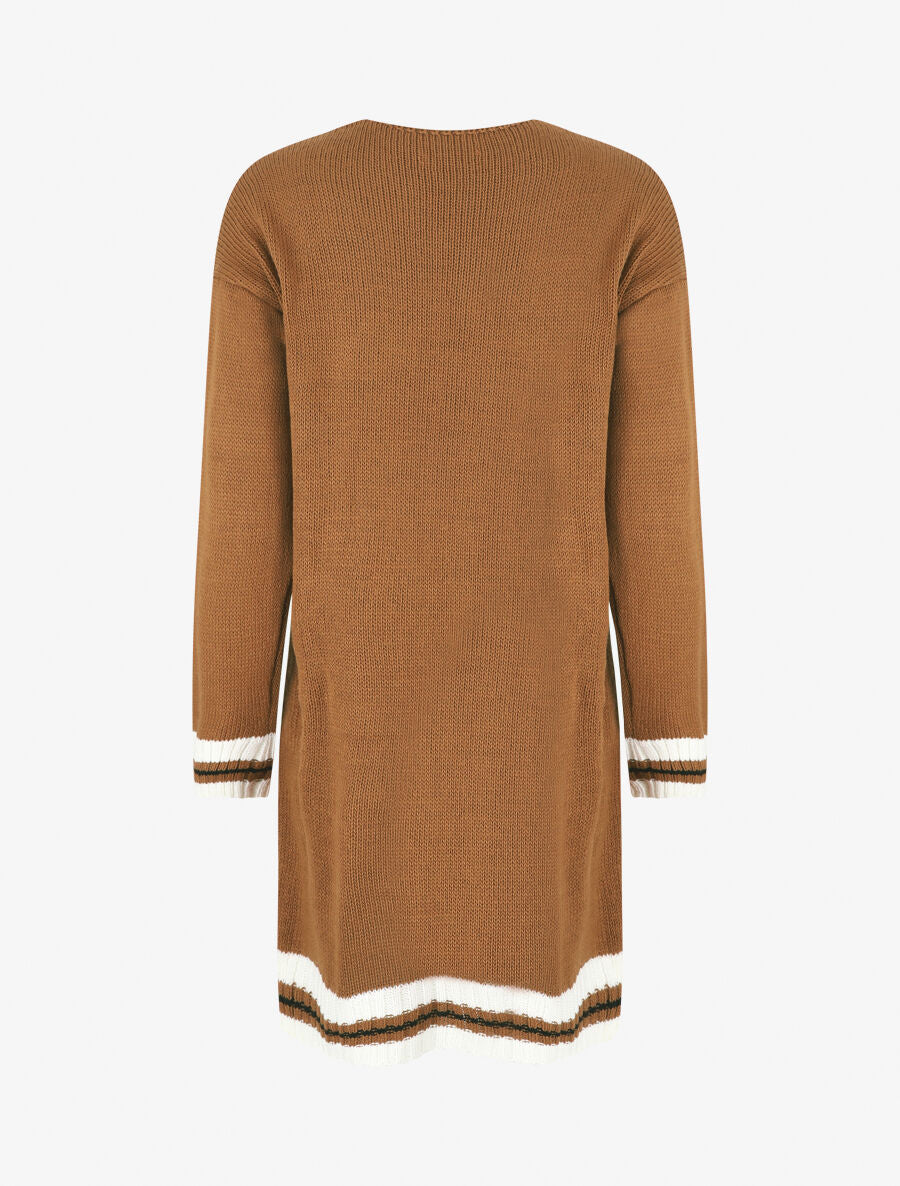 Gilet long coupe droite - Camel - 2