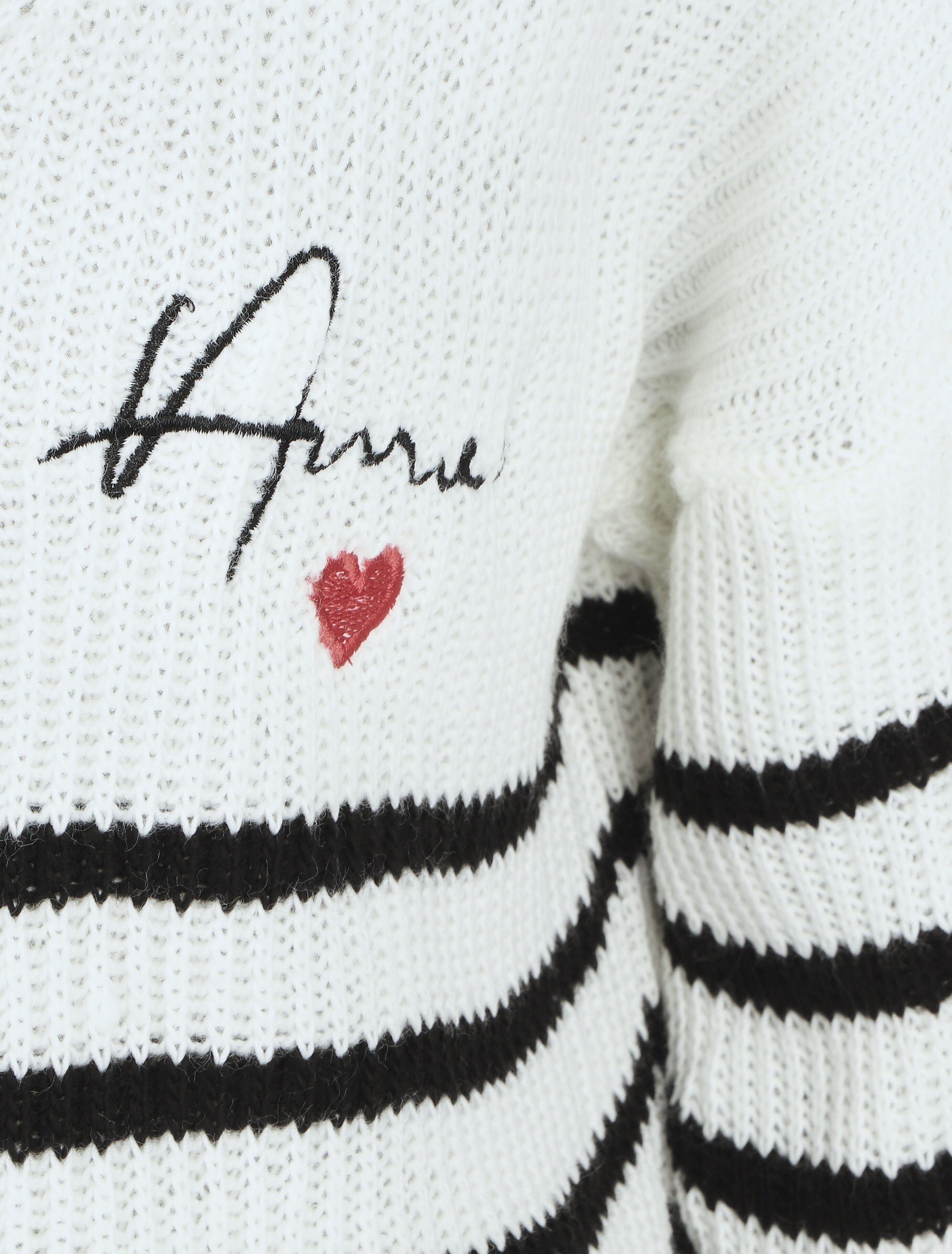 Pull marinière droit motif coeur - Noir - 3