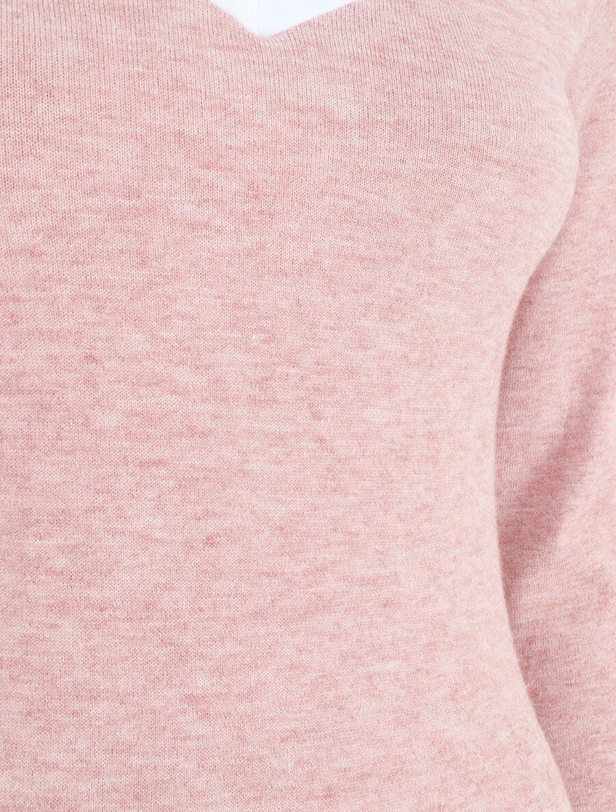 Robe droite mi-longue col V - Rose - 3