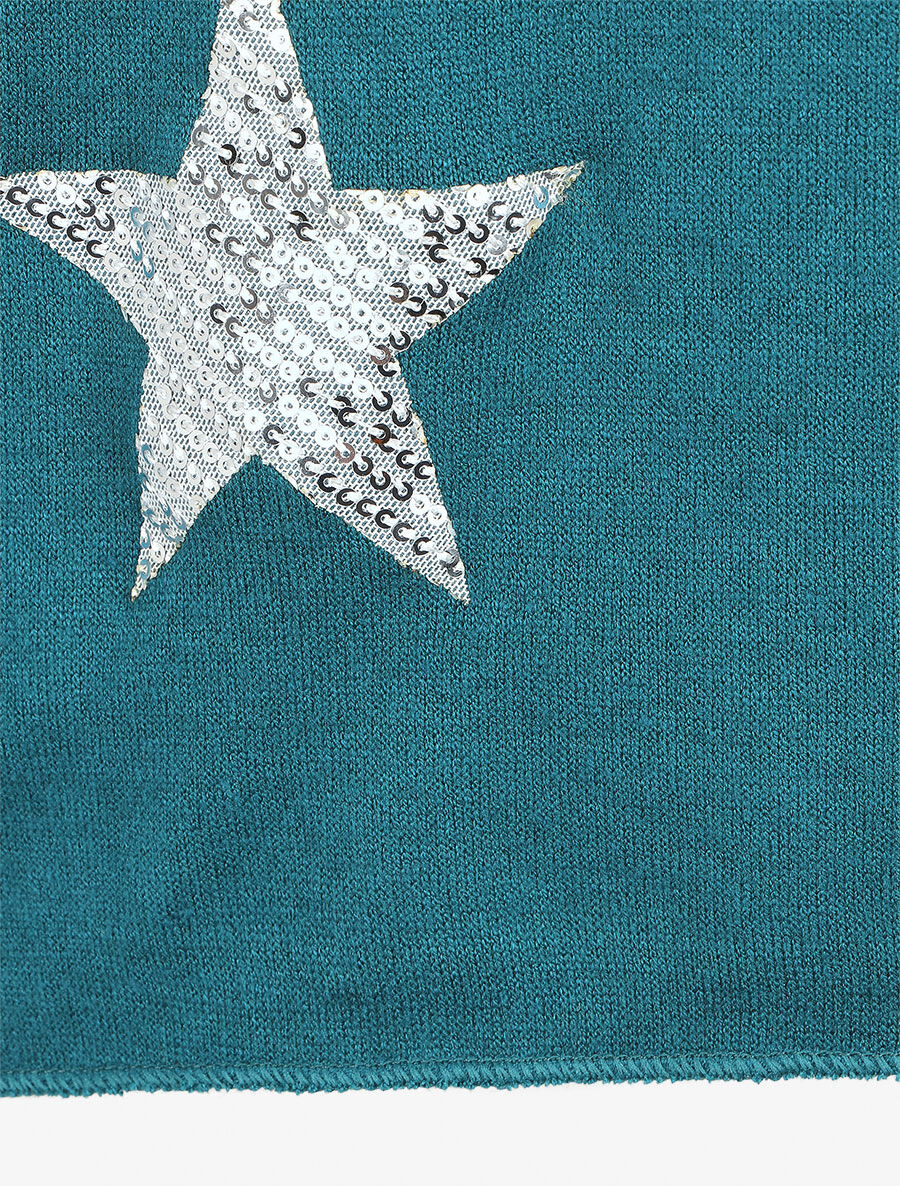 Pull ample motif étoile en sequins - Bleu canard - 3