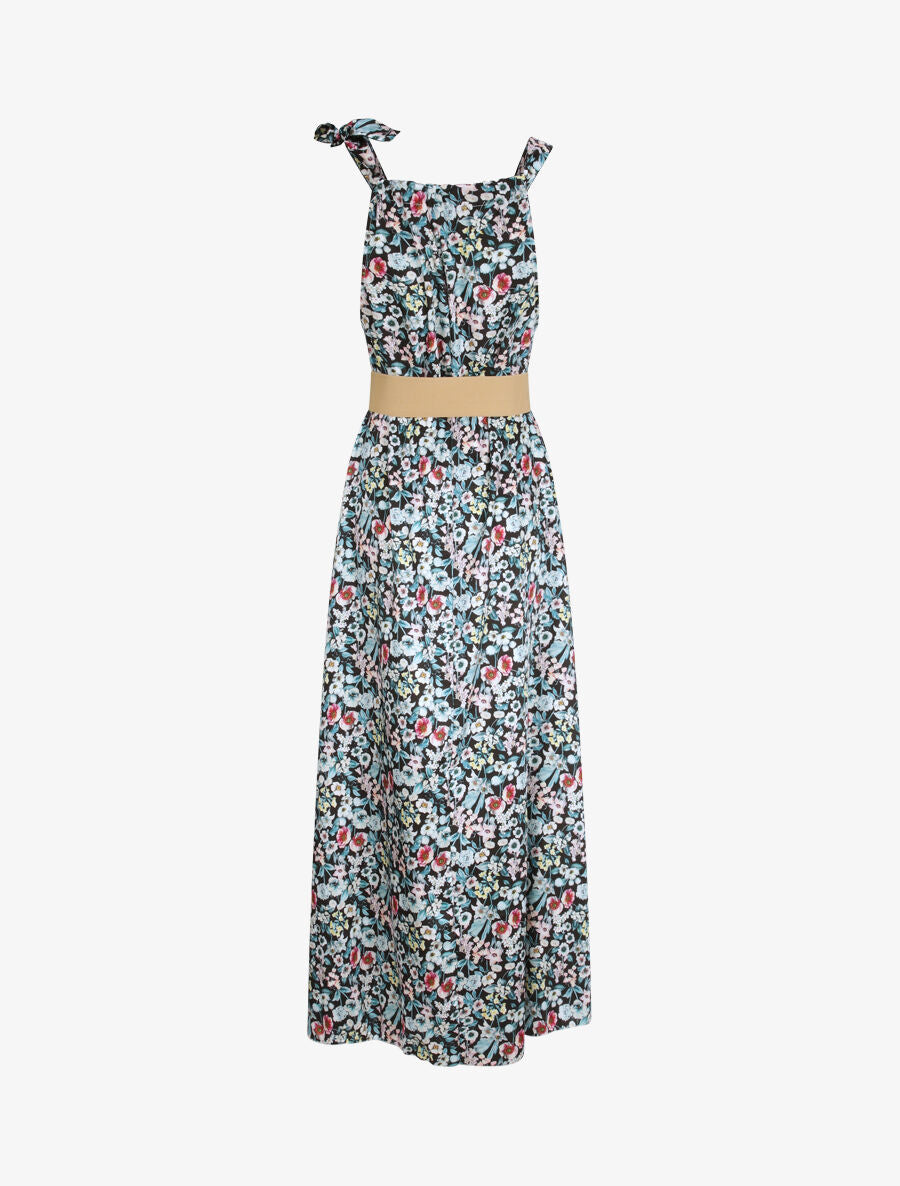 Robe longue à imprimé fleuri - Noir - 2
