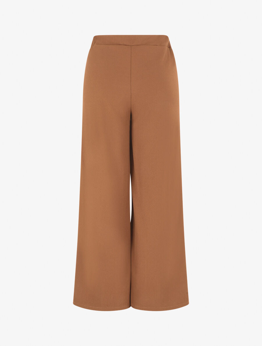 Pantalon ample taille haute élastiquée - Camel - 2