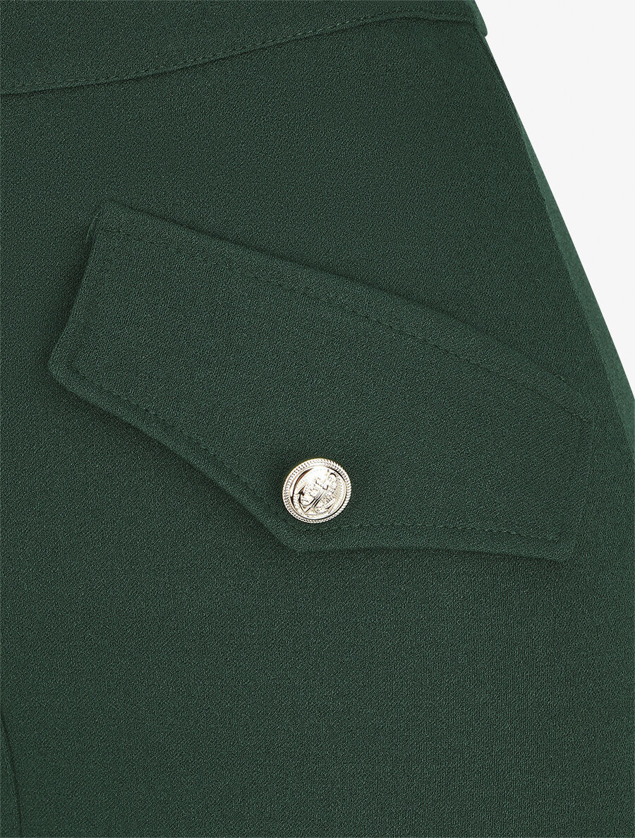 Jupe droite à boutons décoratifs - Vert sapin - 3