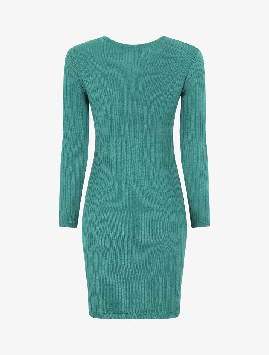 Robe courte ajustée manches longues - Vert - 2