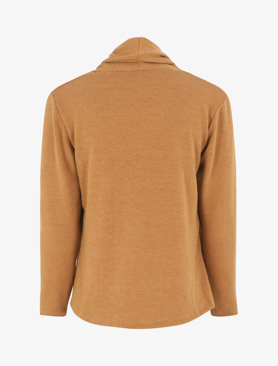Gilet mi-long uni - Camel - 2