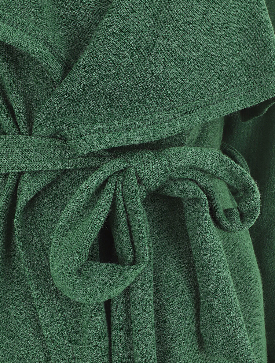 Gilet long en maille col cascade - Vert - 3