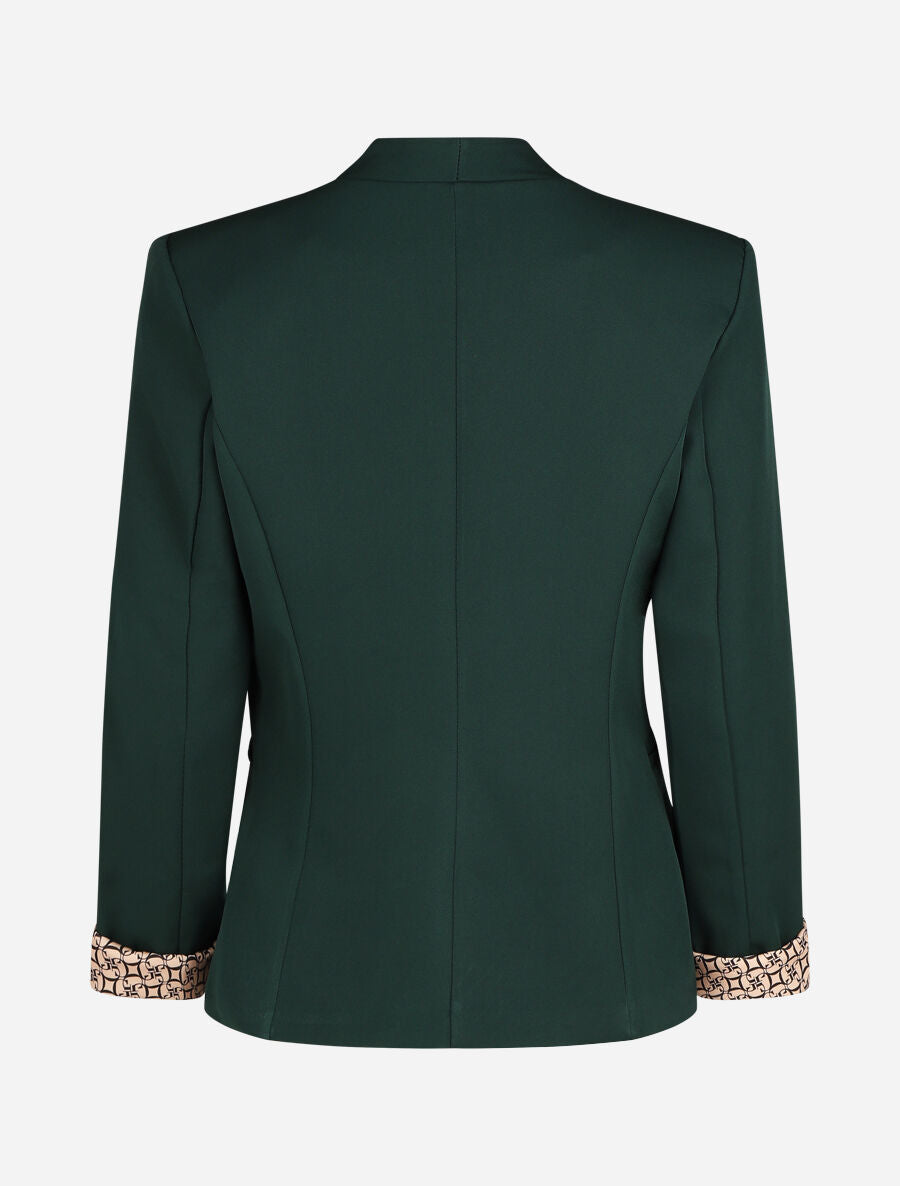 Blazer uni à revers imprimé alphabet - Vert sapin - 2