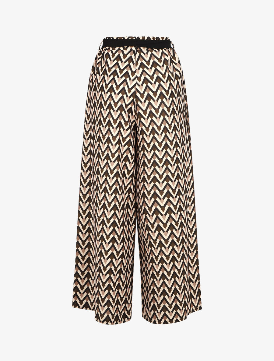 Pantalon ample taille haute motif zigzag fantaisie - Noir - 2