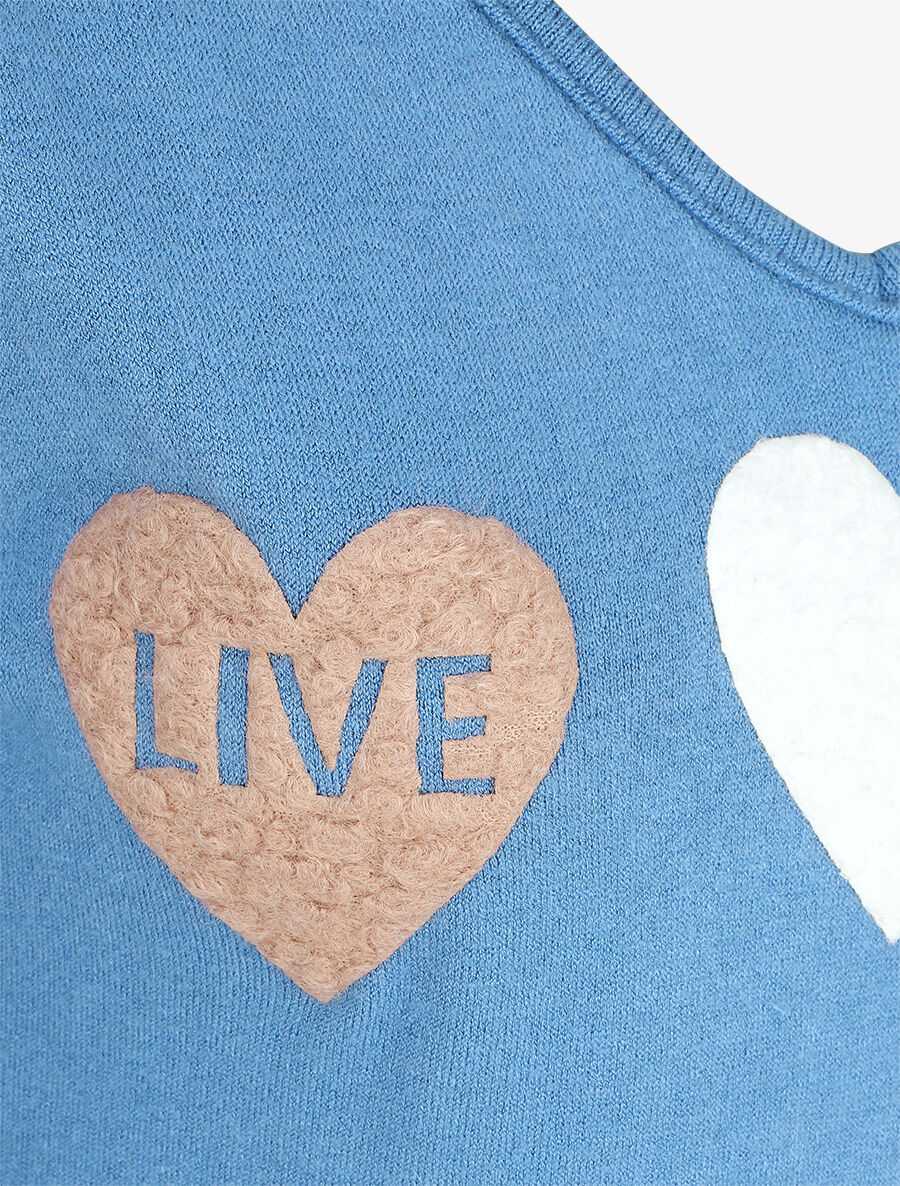 Pull droit motif coeur LIVE LOVE - Bleu clair - 3
