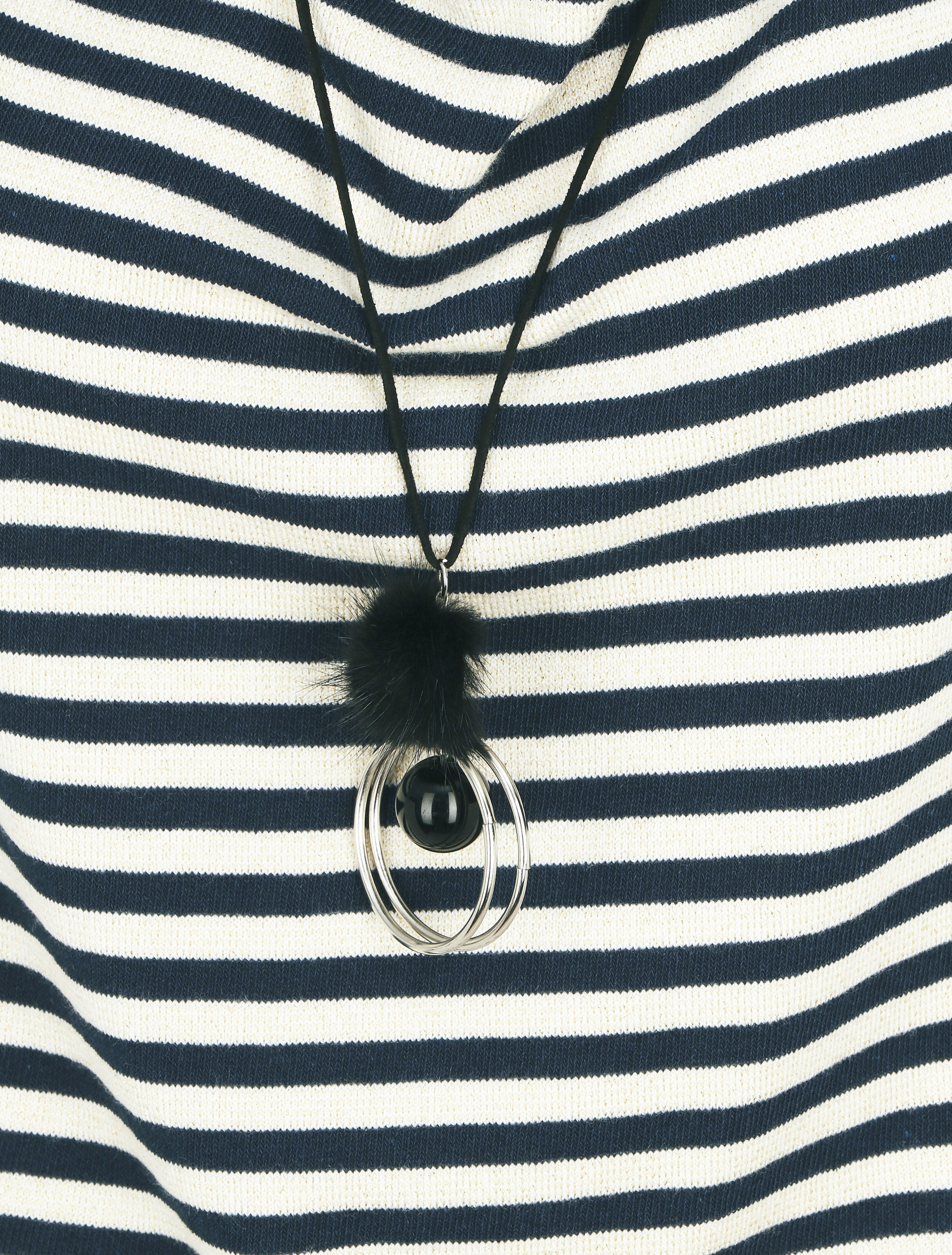 Pull droit rayé col bénitier - Marine - 3