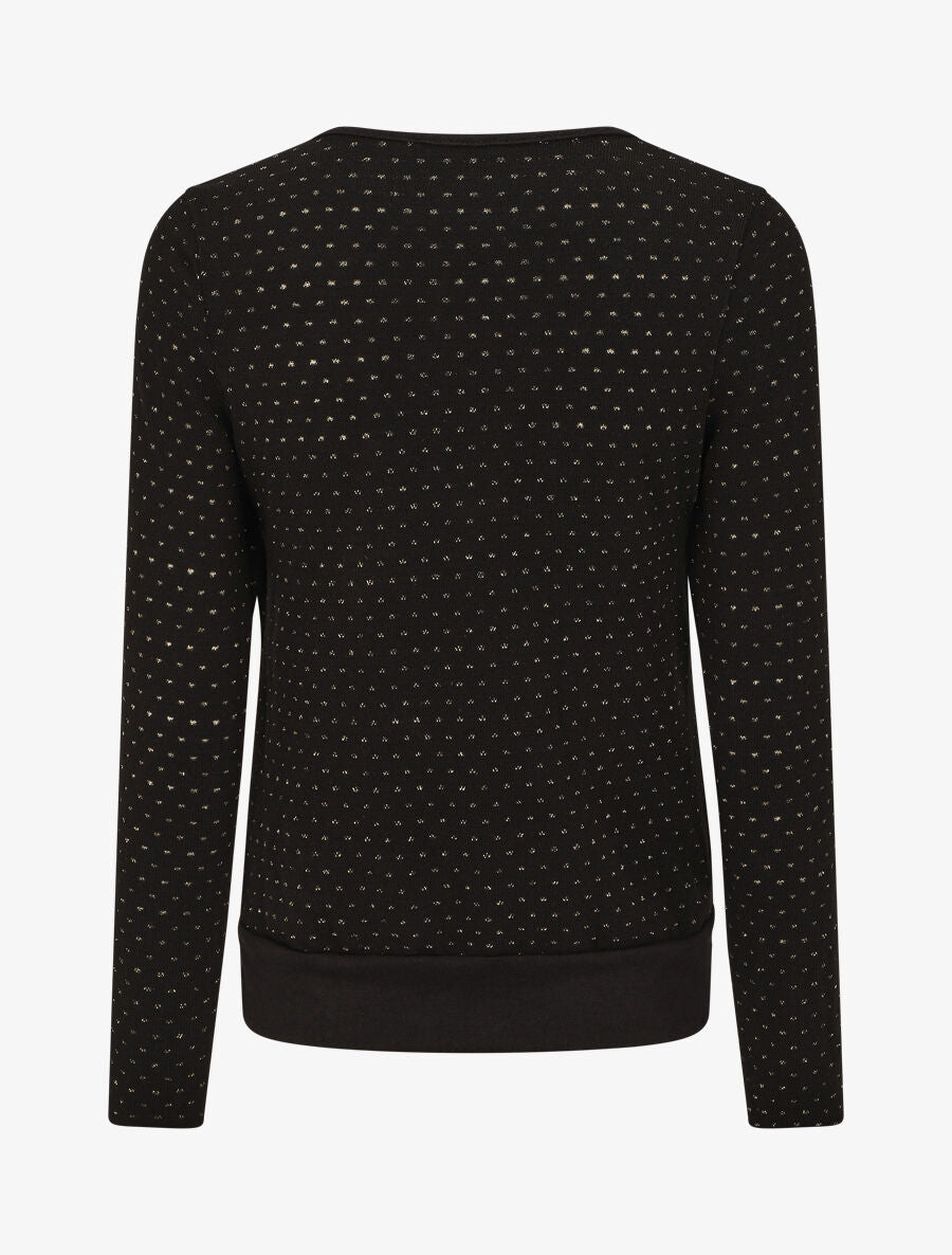 Pull uni à détail irisé - Noir - 2
