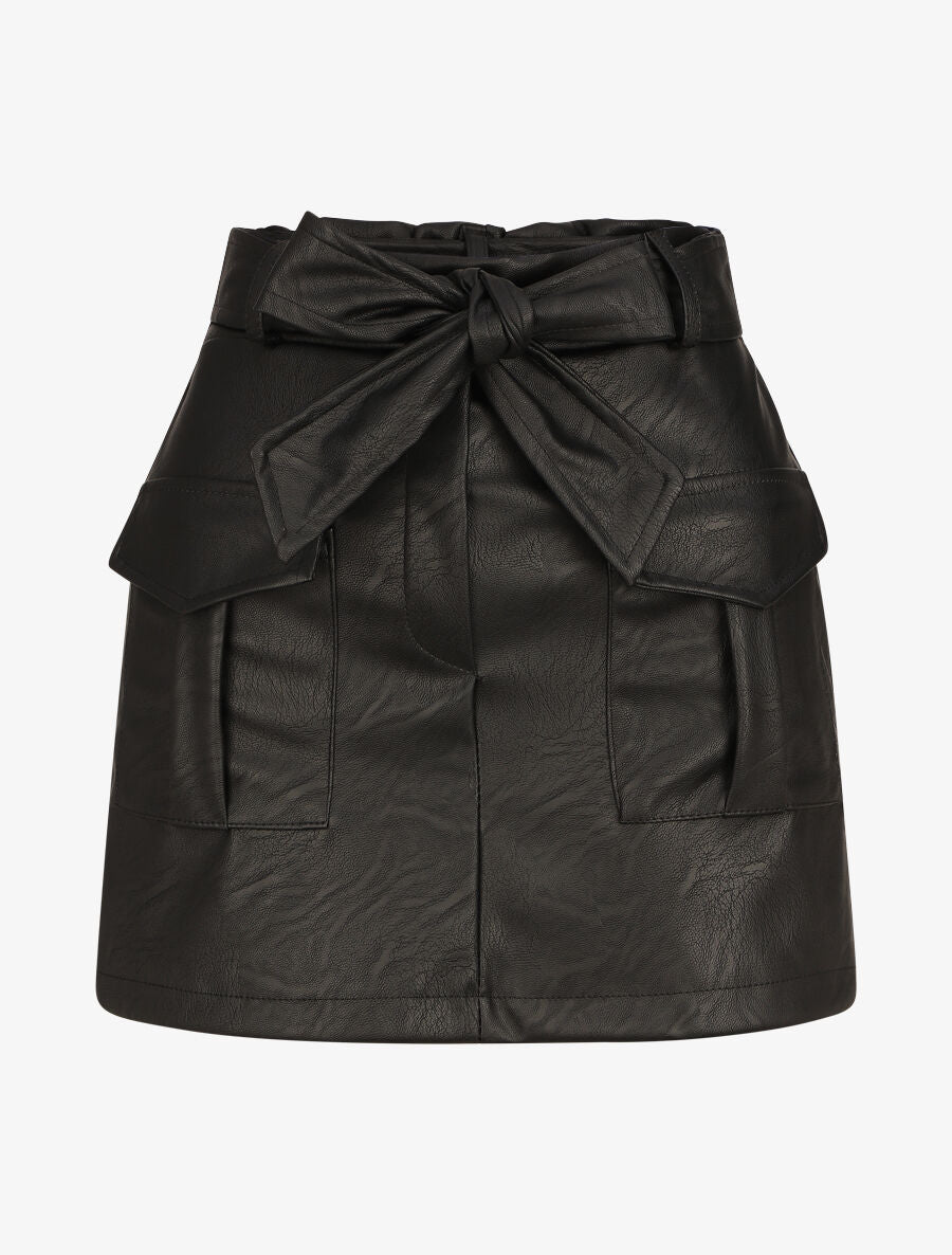 Short droit style jupe en simili - Noir - 4