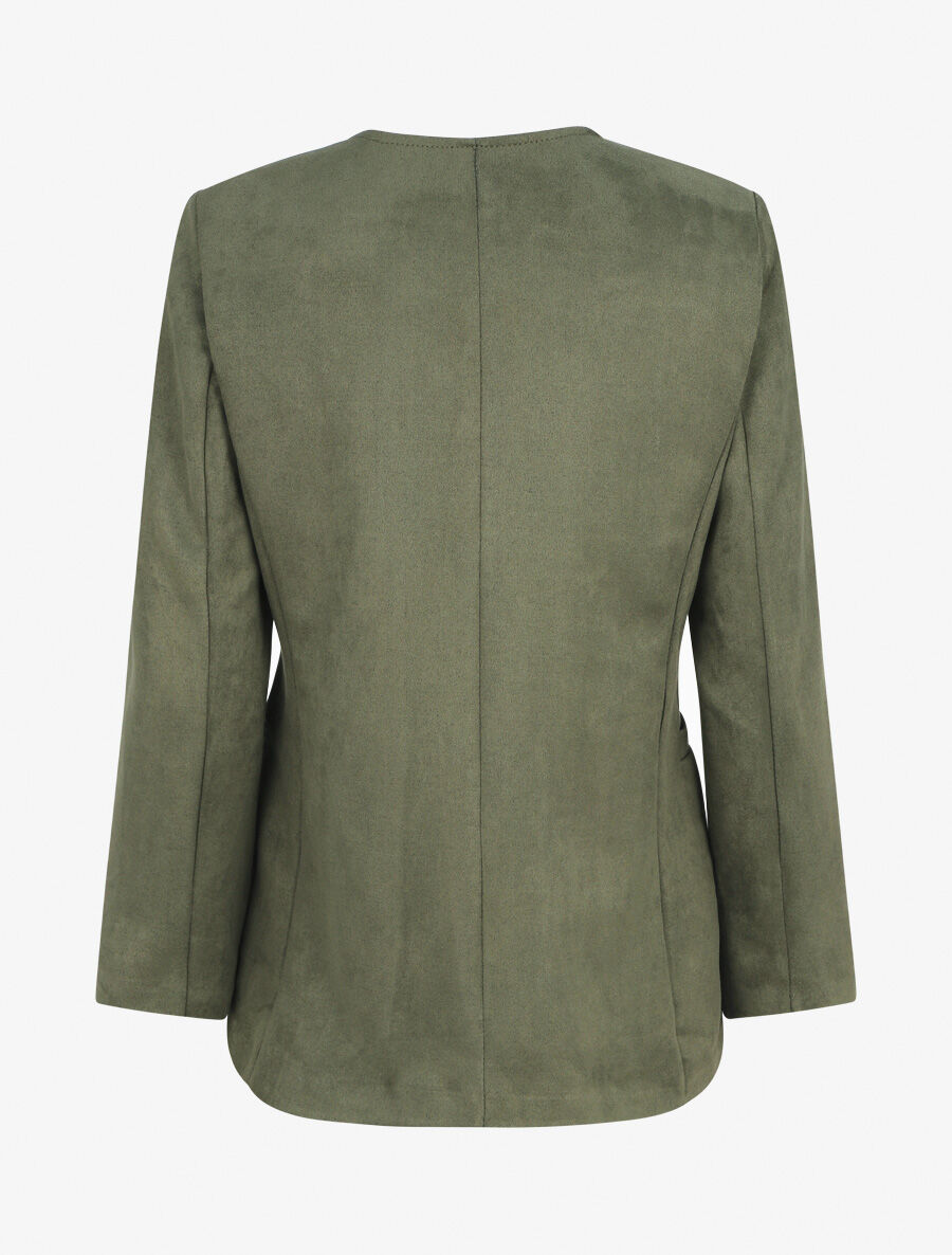 Veste mi-longue en suédine - Kaki - 2
