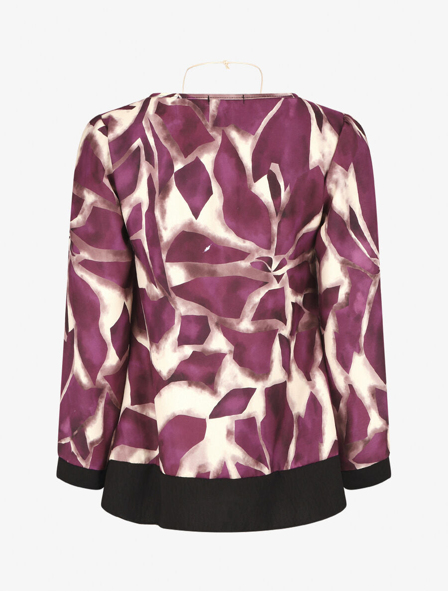 Blouse ample à imprimé graphique - Prune - 2