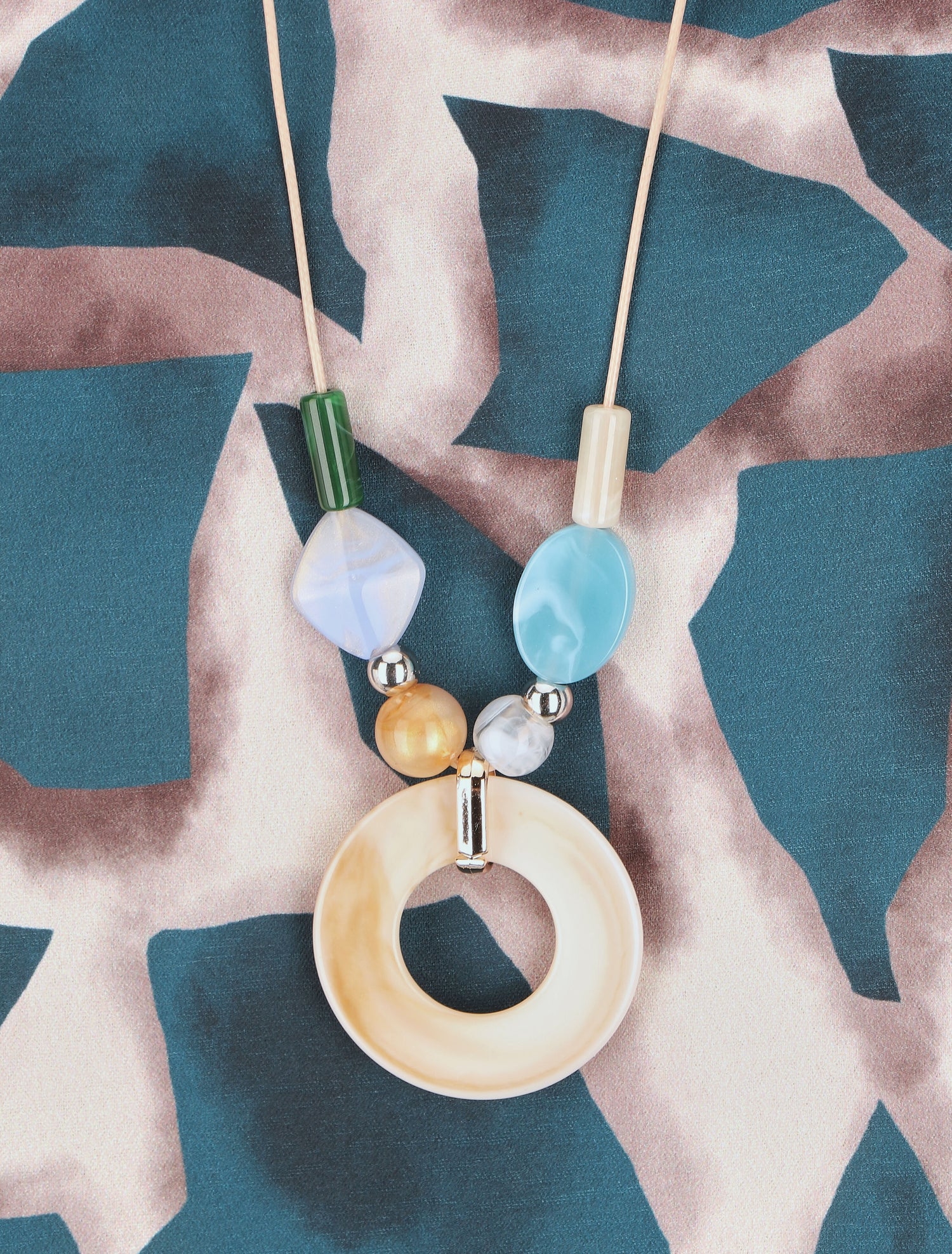 Blouse ample à imprimé graphique - Bleu canard - 3