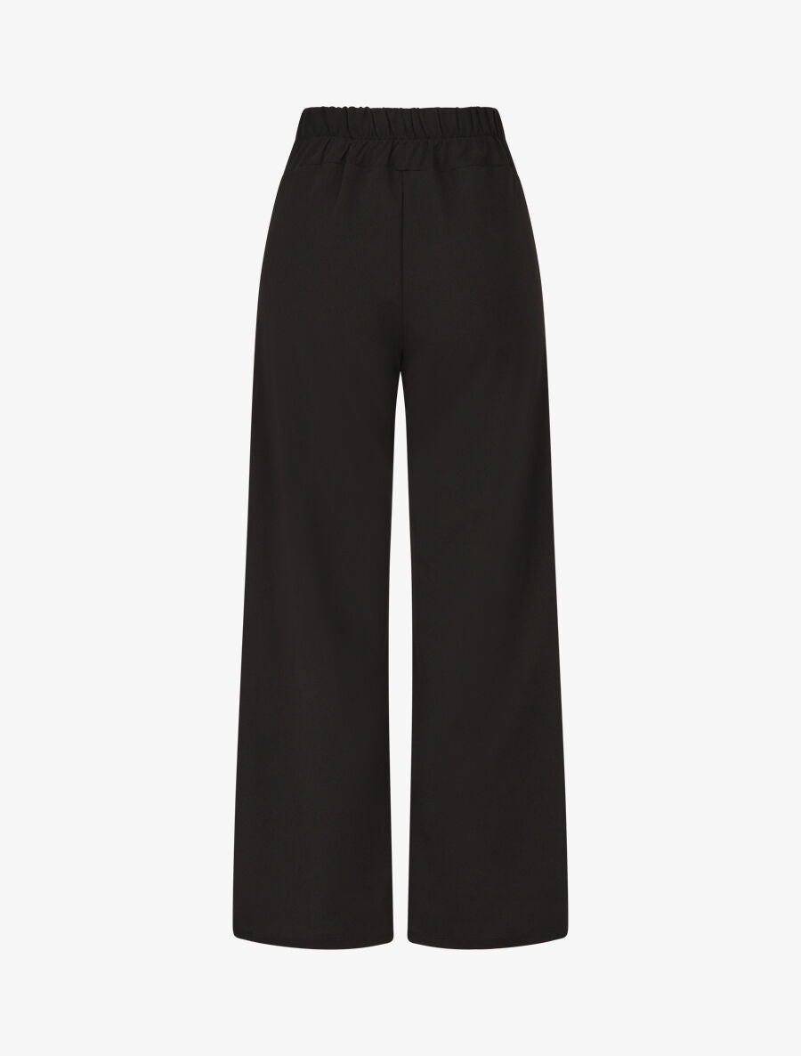 Pantalon droit taille haute ceinture fantaisie - Noir - 2