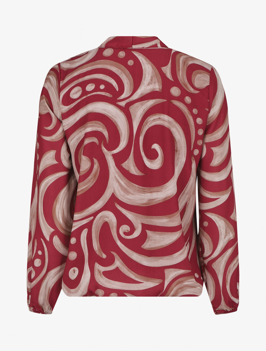 Blouse fluide à imprimé graphique - Bordeaux - 2