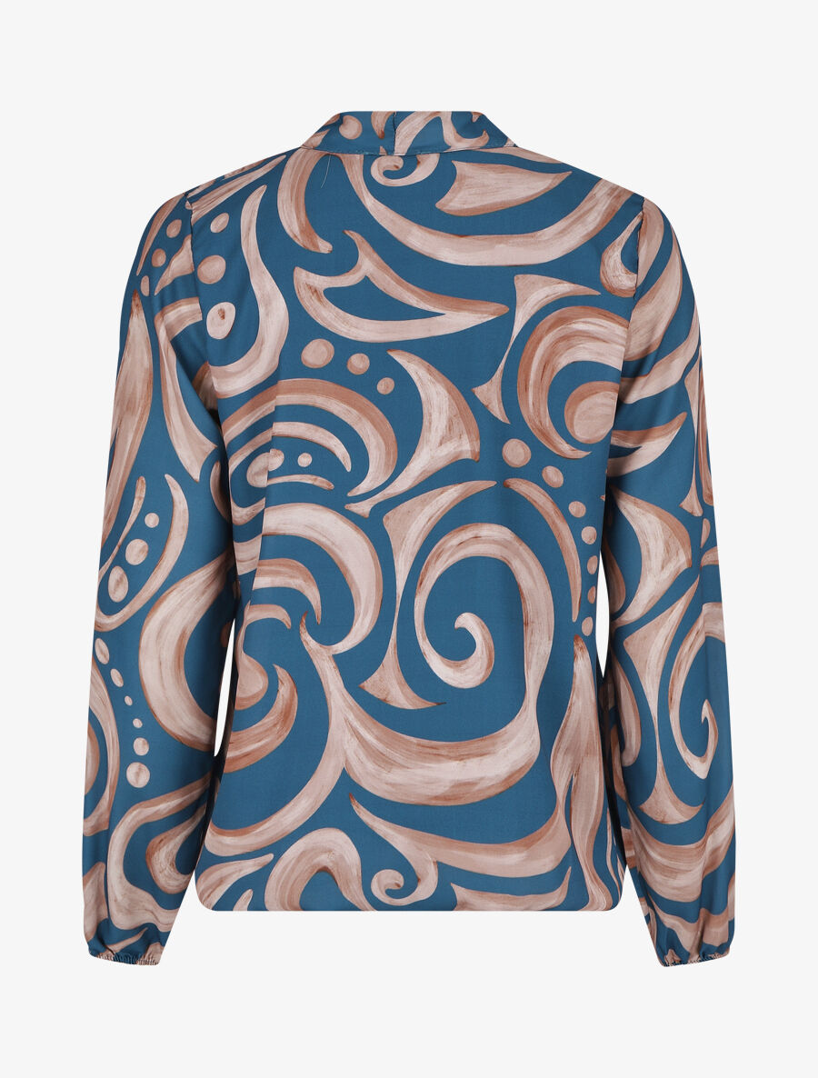 Blouse fluide à imprimé graphique - Bleu canard - 2