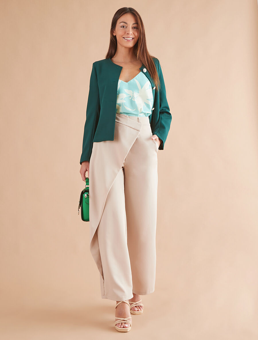 Veste courte à boutons stylisés - Vert sapin - 4