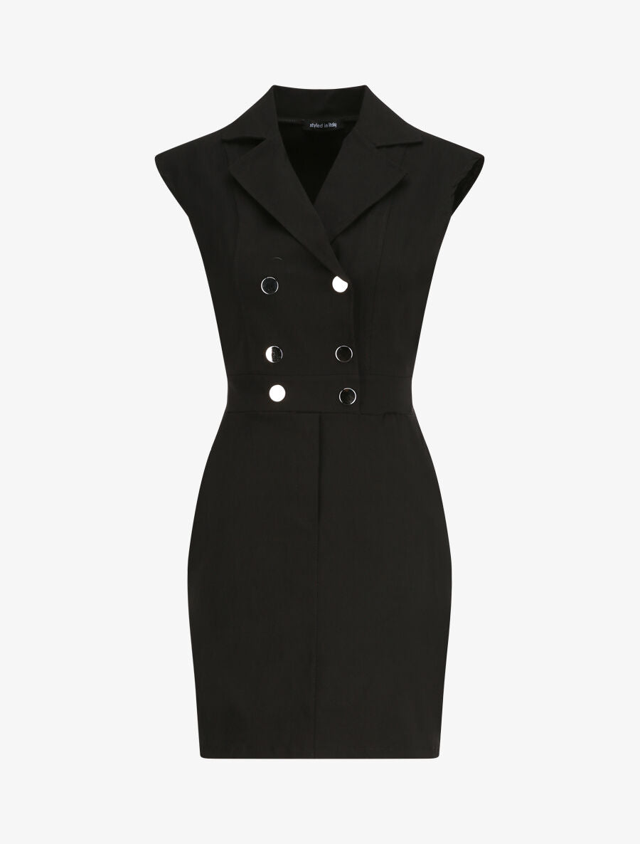 Robe courte coupe ajustée style tailleur - Noir - 1
