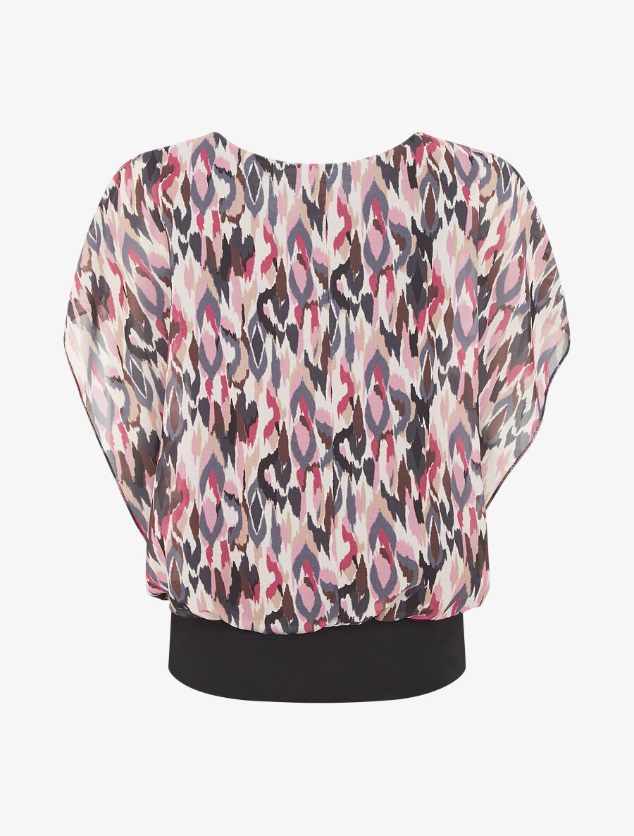 Blouse en voile à manches volantées - Noir - 2