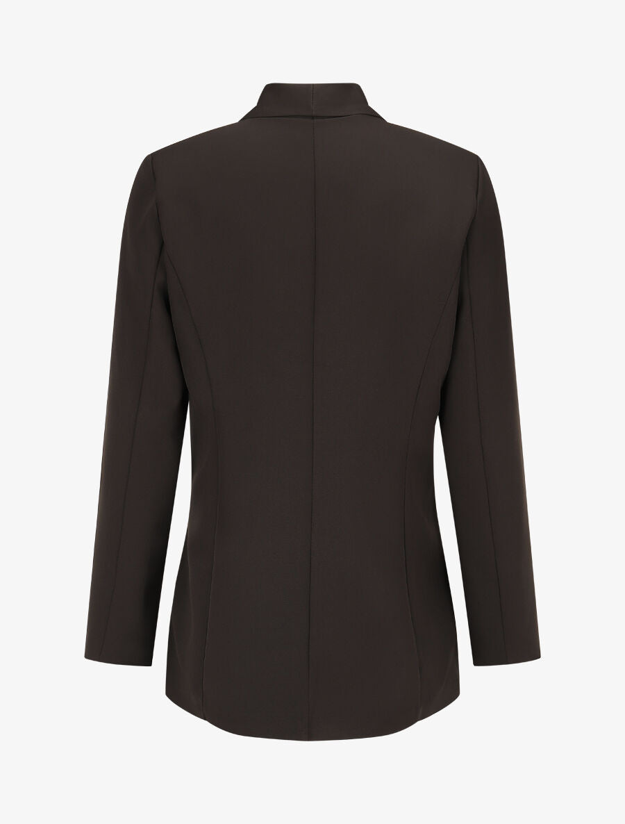 Blazer uni mi-long - Noir - 2