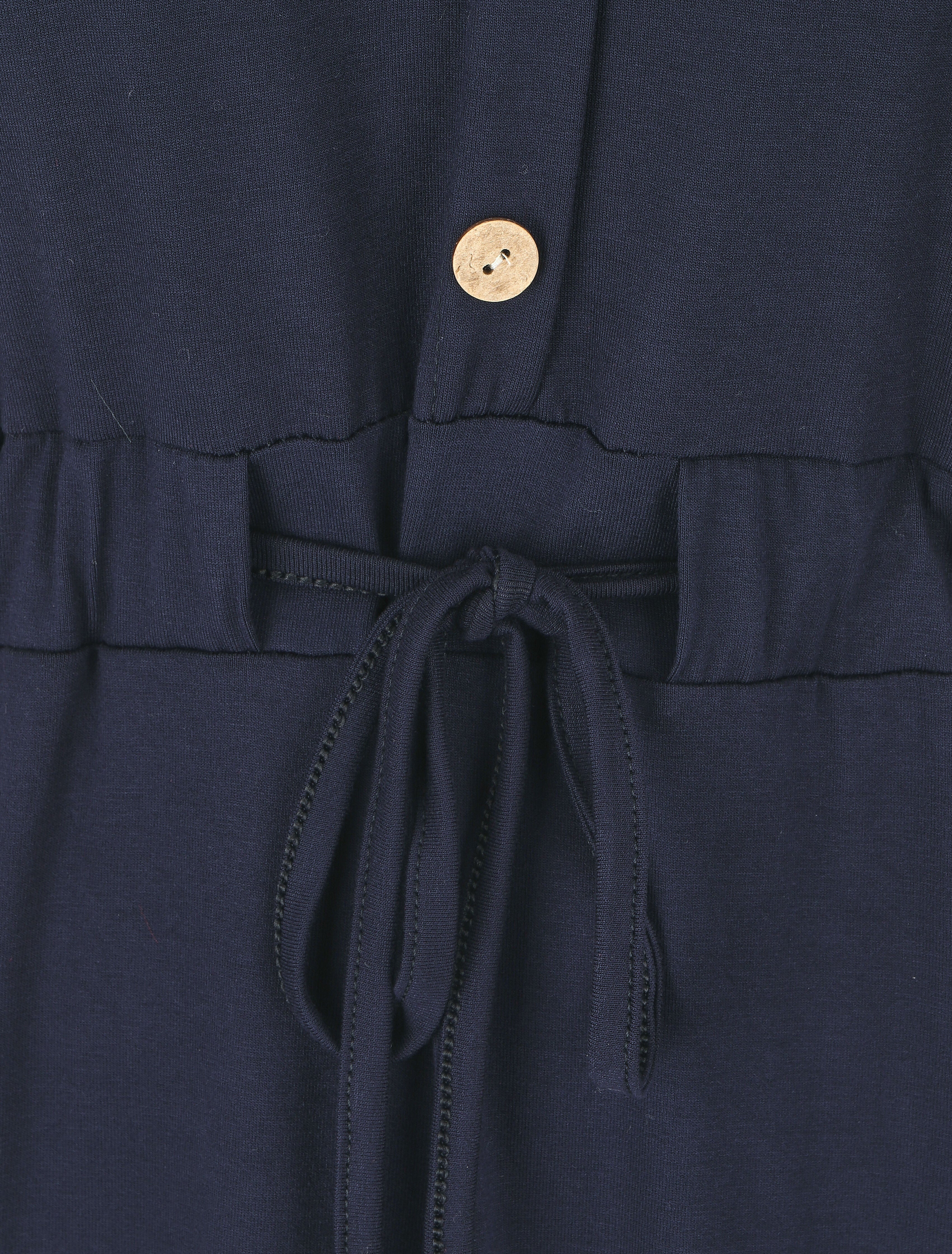 Robe mi-longue sans manches élastiquée - Marine - 3