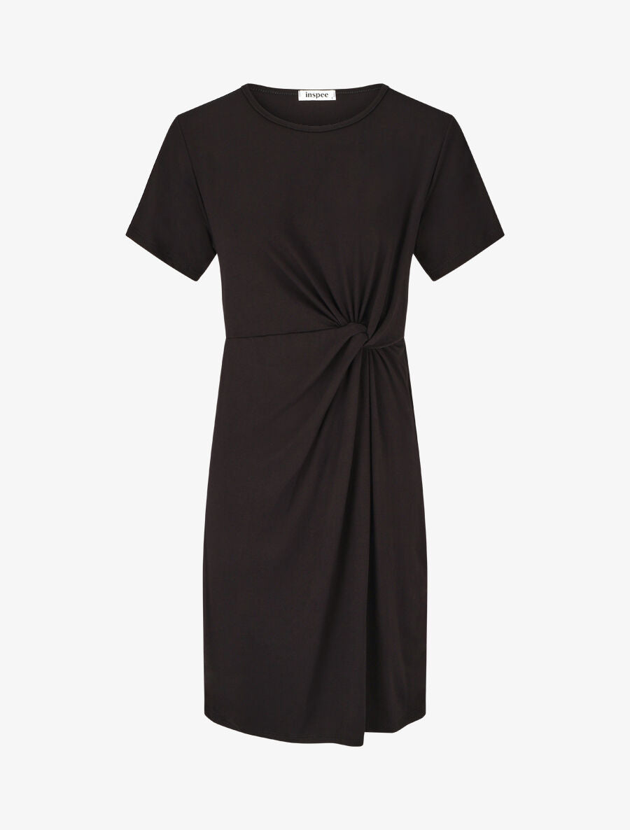 Robe mi-longue à noeud - Noir - 1