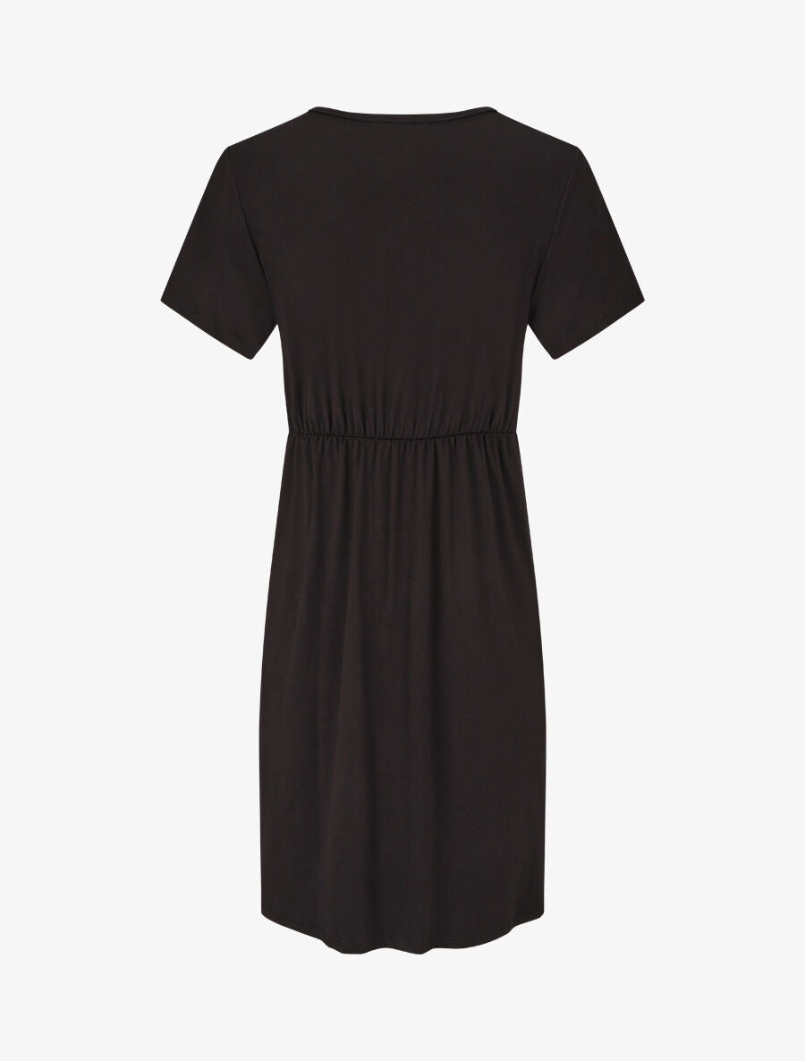 Robe mi-longue à noeud - Noir - 2