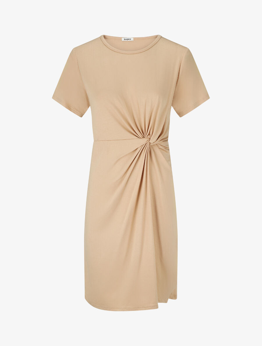 Robe mi-longue à noeud - Beige - 1