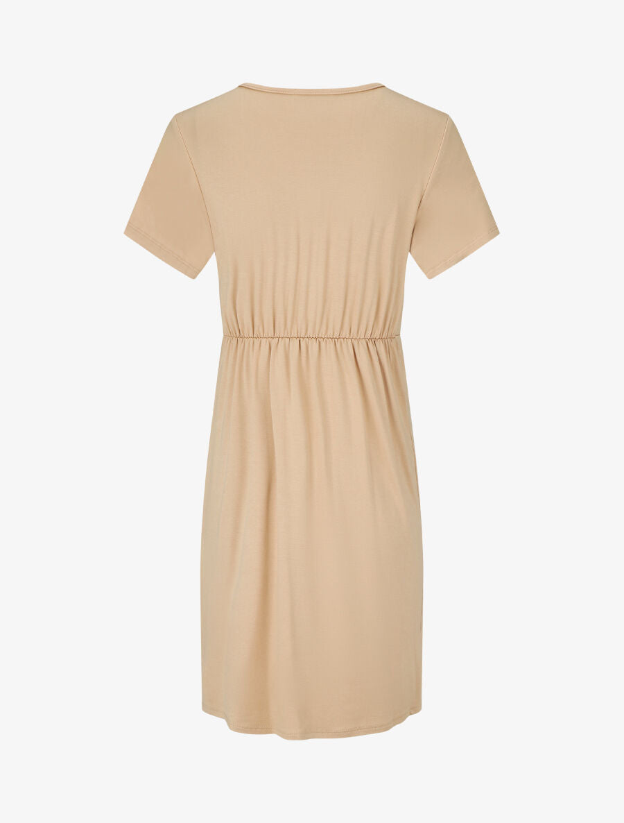 Robe mi-longue à noeud - Beige - 2