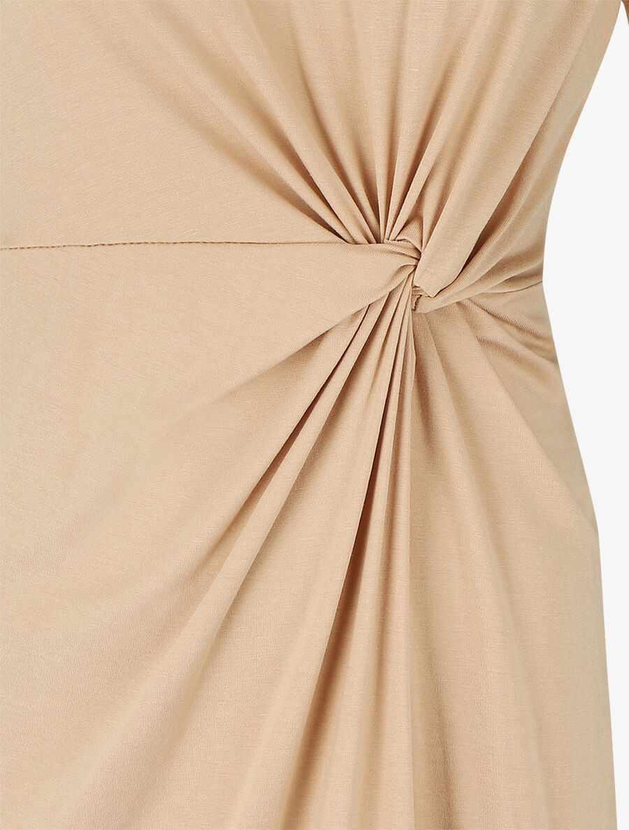 Robe mi-longue à noeud - Beige - 3