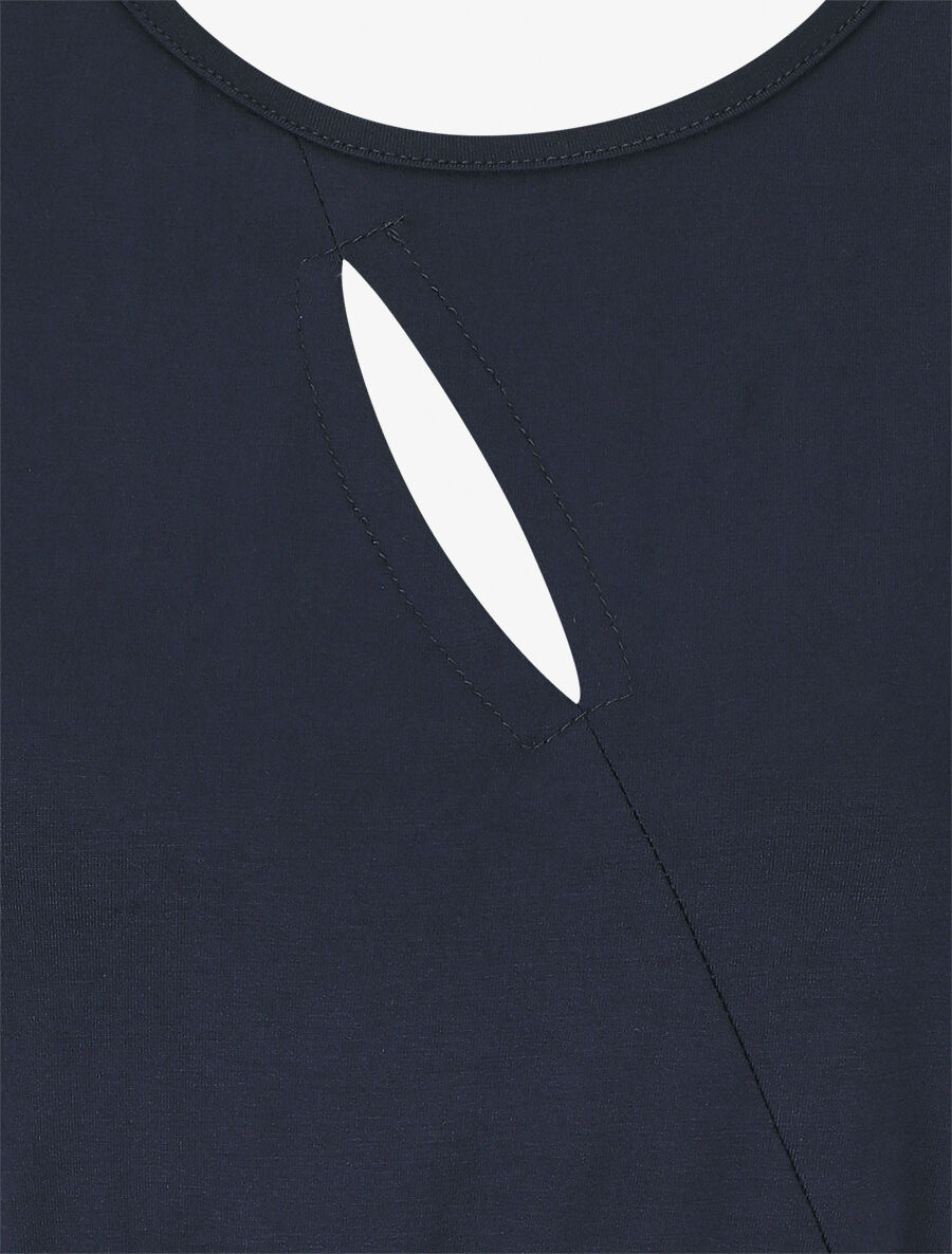 Robe mi-longue à buste ajouré - Marine - 3