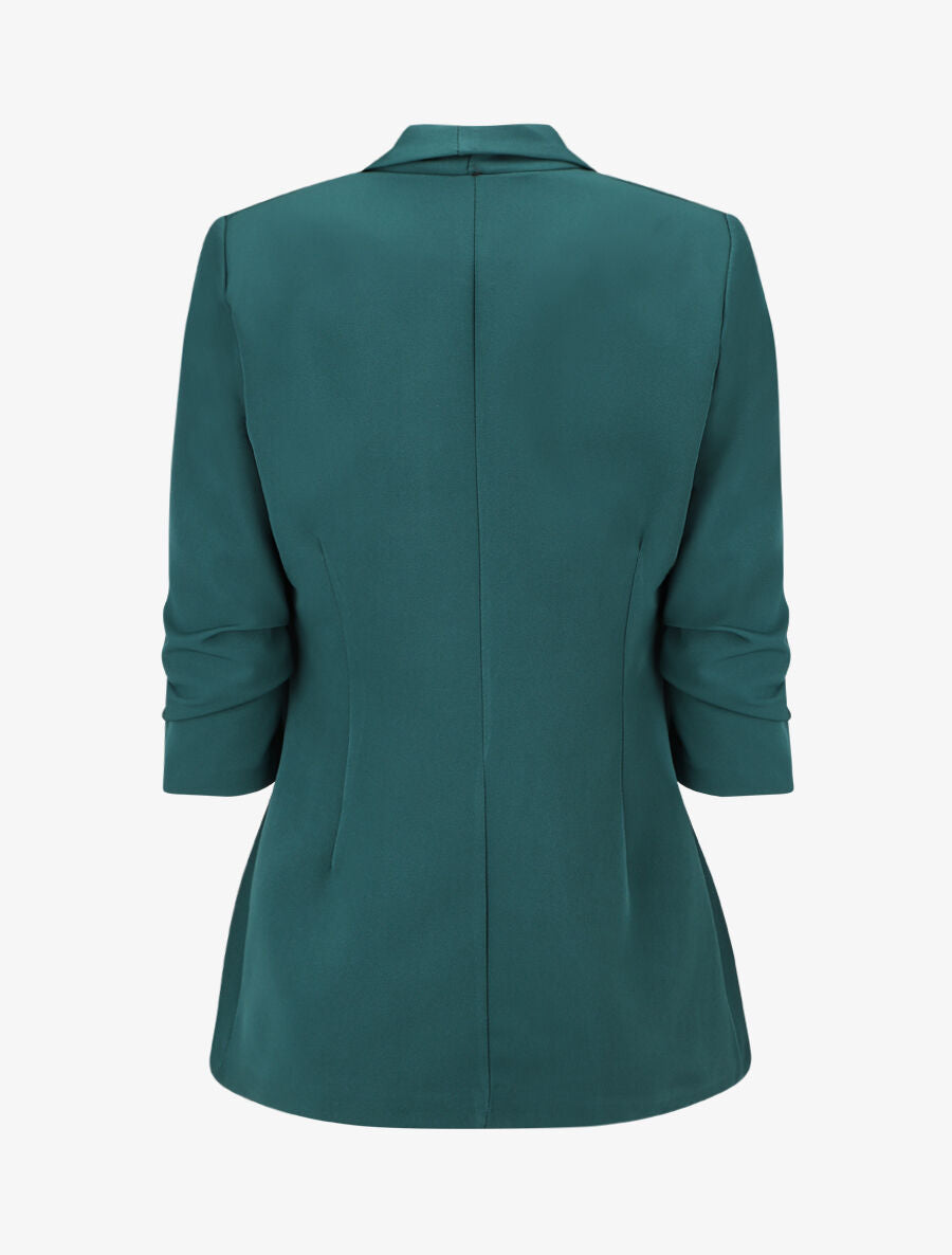 Blazer uni à manches froncées - Vert sapin - 2