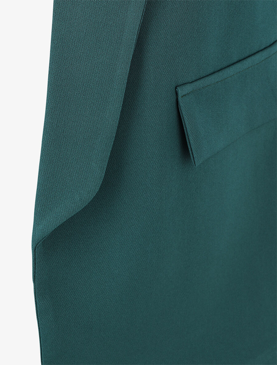 Blazer uni à manches froncées - Vert sapin - 3