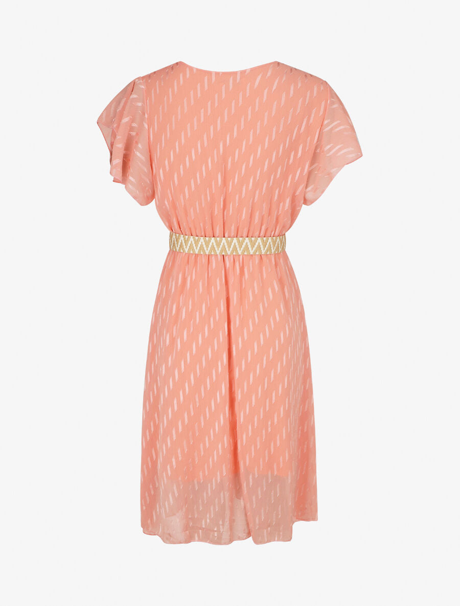 Robe texturée en voile - Rose saumon - 2