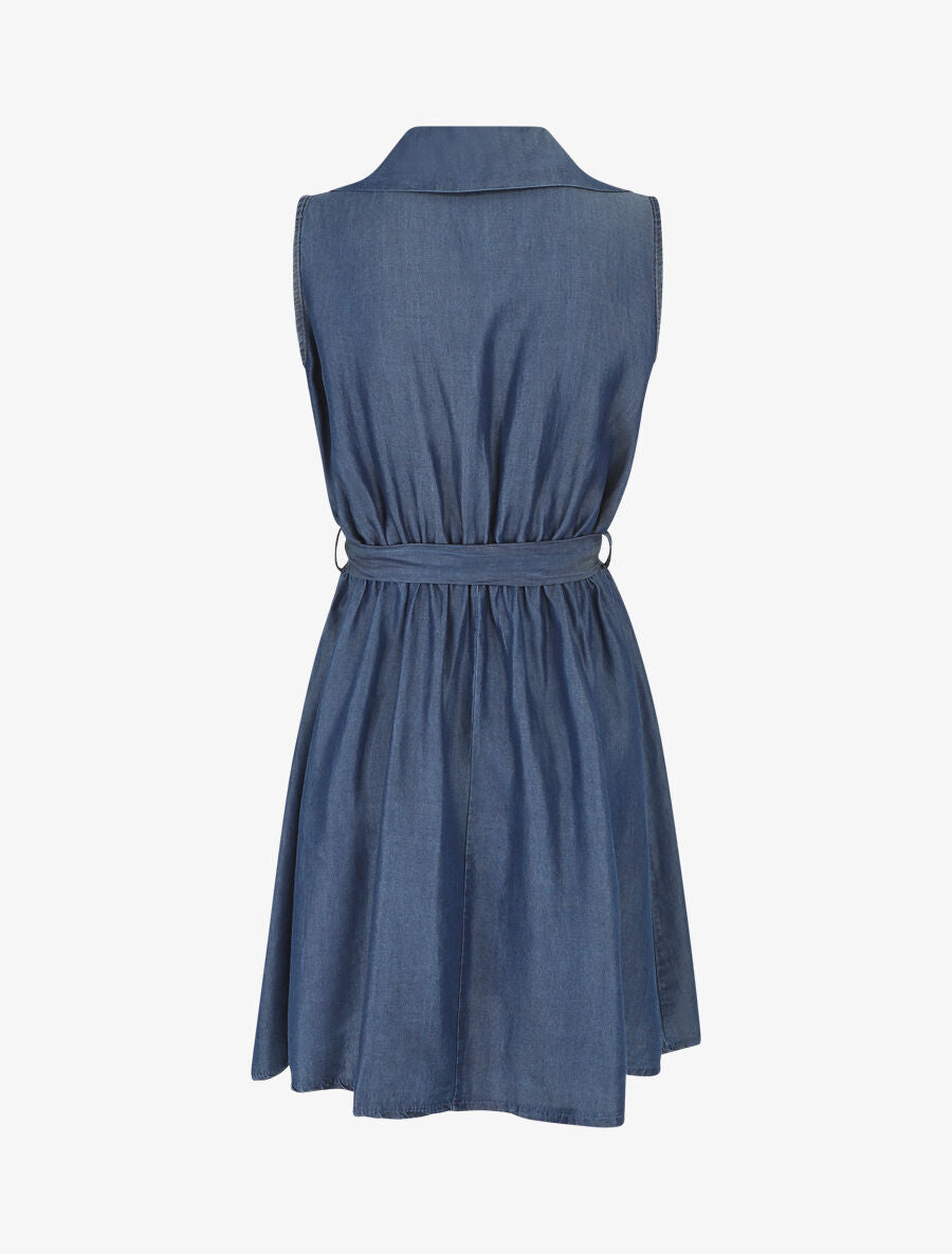 Robe mi-longue fluide sans manches - Bleu denim - 2