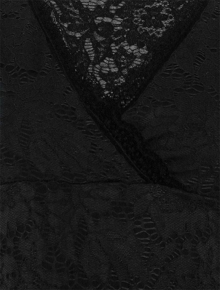 Body manches courtes en dentelle - Noir - 3