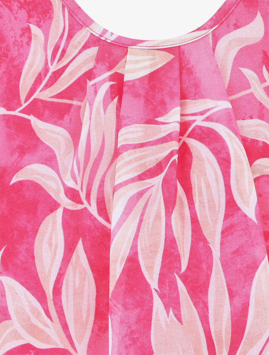 Top boule à imprimé feuilles - Fushia - 3