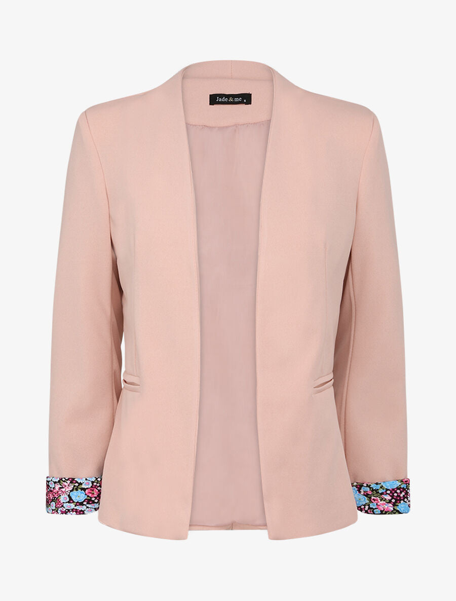 Veste ajustée à manches à revers imprimé fleuri - Rose pâle - 4